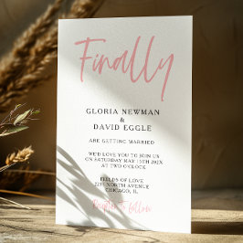 Modernes Rosatinie Endlich Einladung Hochzeit