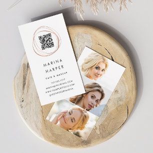 Modernes Rose Gold Abstrakt QR Code Foto Portfolio Visitenkarte