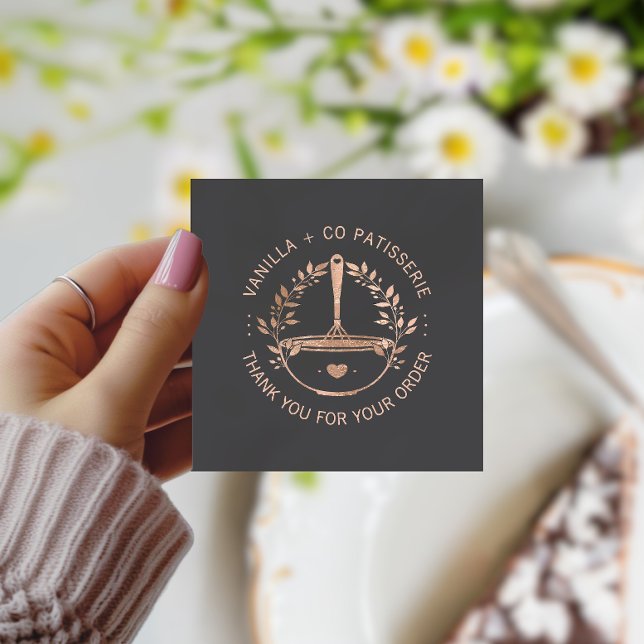 Modernes Rose Gold Bakery Business Vielen Dank Quadratische Visitenkarte (Von Creator hochgeladen)