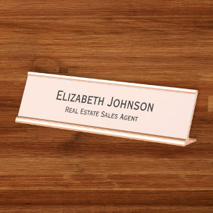 Modernes Rose Gold Beruflich Business Office Schreibtischnamensplakette