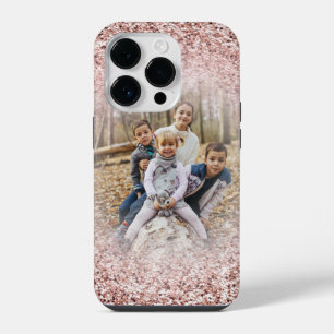 Modernes Rose Gold Glitzer Sparkone Foto iPhone 14 Pro Hülle