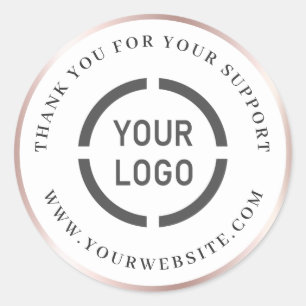 Modernes Rose Gold Grenz Logo-Geschäft Vielen Dank Runder Aufkleber