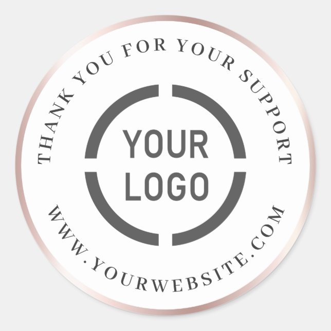 Modernes Rose Gold Grenz Logo-Geschäft Vielen Dank Runder Aufkleber (Vorderseite)