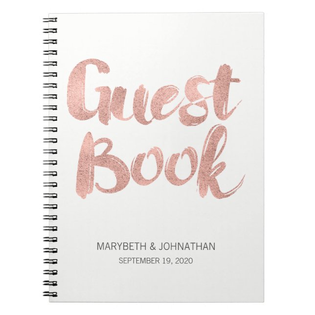 Modernes Rose Gold Liebe Wedelbook Gästebuch Notizblock (Vorderseite)