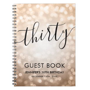 Modernes Rose Gold Lights 30. Geburtstag GÄSTEBUCH Notizblock