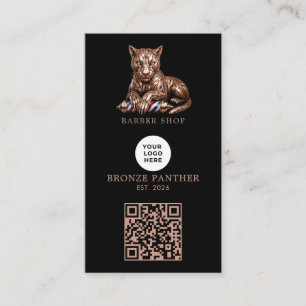 Modernes Rose-Gold-Panther-Friseur-Shop-Logo QR-Co Visitenkarte