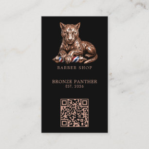 Modernes Rose-Gold-Panther-Friseur-Shop-Logo-Qr-Co Visitenkarte