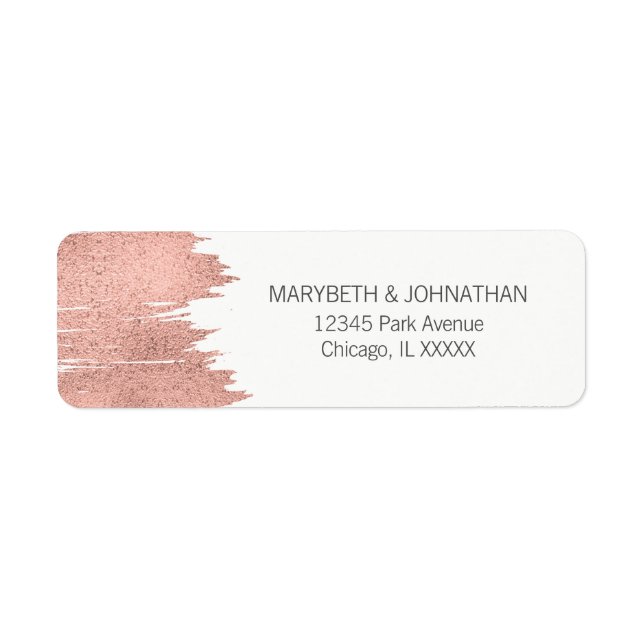 Modernes Rose Gold Pinselstrich Hochzeitsplatz (Vorne)