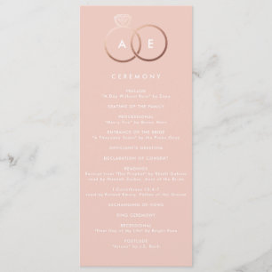 Modernes Rose Gold Rings Blush Hochzeitsprogramm Programm