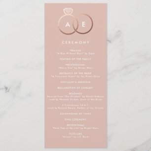 Modernes Rose Gold Rings Custom Wedding Programm