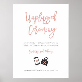 Modernes Rose Gold Unplugged Hochzeitssymbol Poster