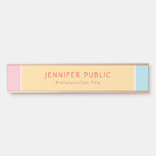 Modernes Rosegold Pink Yellow Blue Template Elegan Türschild