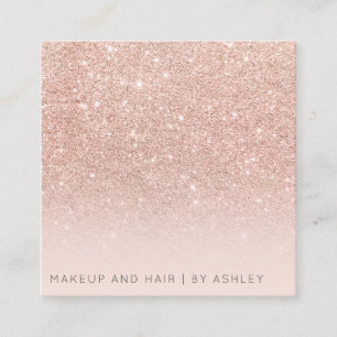 Modernes RosengoldGlitter ombre Make-up beruflich Quadratische Visitenkarte