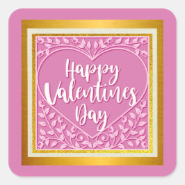 Modernes Rosenherz Romantische Valentine Quadratischer Aufkleber