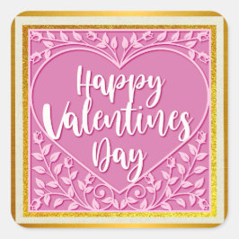 Modernes Rosenherz Romantische Valentine Quadratischer Aufkleber