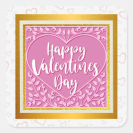 Modernes Rosenherz Romantische Valentine Quadratischer Aufkleber