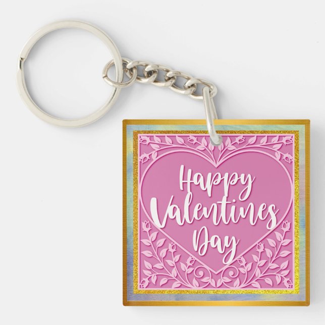 Modernes Rosenherz Romantische Valentine Schlüsselanhänger (Vorderseite)