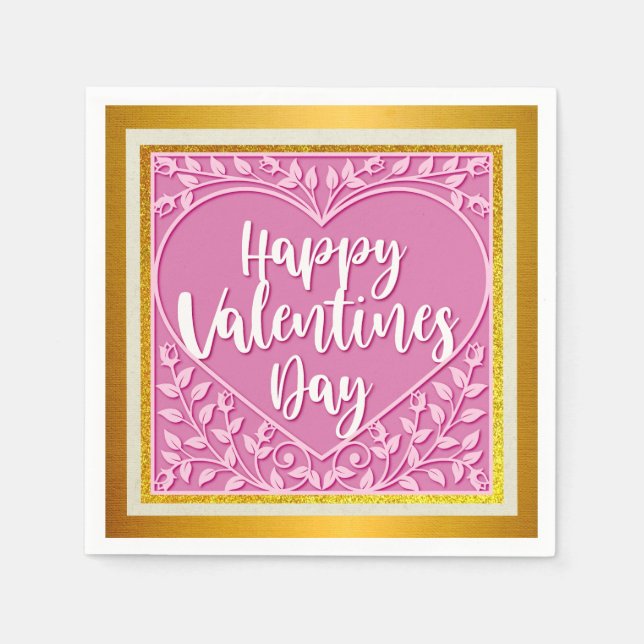 Modernes Rosenherz Romantische Valentine Serviette (Vorderseite)