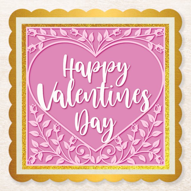 Modernes Rosenherz Romantische Valentine Untersetzer (Vorderseite)
