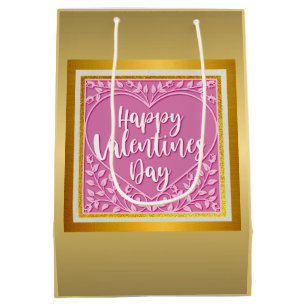 Modernes Rosenherz Romantisches Valentinisches Her Mittlere Geschenktüte