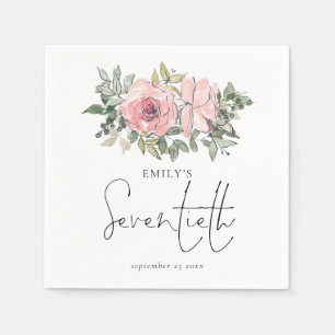 Modernes Rosenrosa Florals Seventieth Birthday Serviette