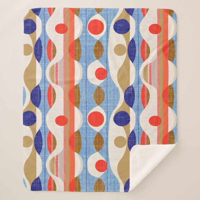 Modernes rot-blaues Ogee-Muster Sherpadecke (Vorderseite)