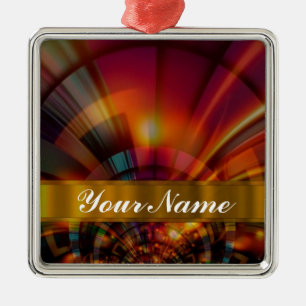 Modernes Rot & Orange abstrakt Ornament Aus Metall