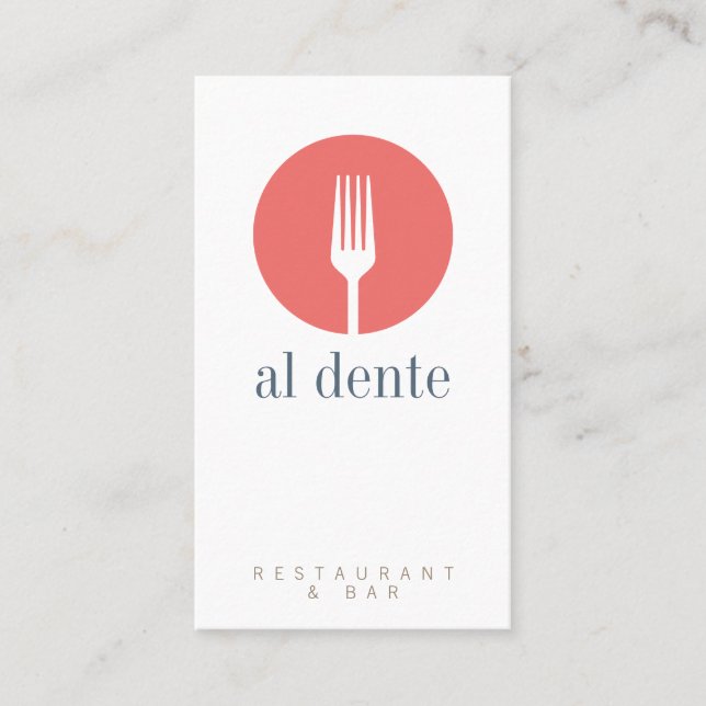 Modernes Rote Gabel Restaurant minimalistische Kar Visitenkarte (Vorderseite)