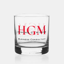 Modernes, rotes 3-Buchstaben-Monogramm-Logo für Un Whiskyglas