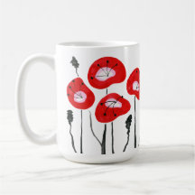 Modernes Rotes Feld der Poppies Abstraktes Blumeng