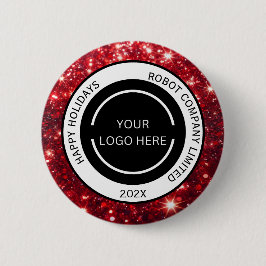 Modernes rotes Firmenlogo und Name Weihnachten  Button