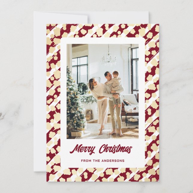 Modernes Rotes Foto Frohe Weihnachten (Vorderseite)