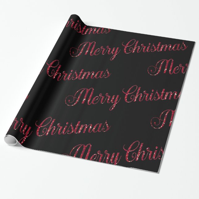 Modernes Rotes frostes Weihnachtsschwarz Geschenkpapier (Ungerollt)