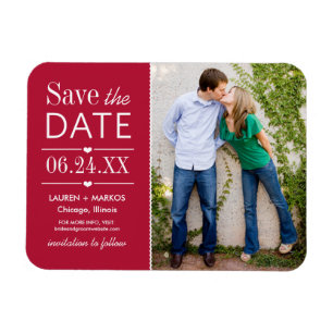 Modernes Rotes Herz Hochzeitsstift Save the Date Magnet