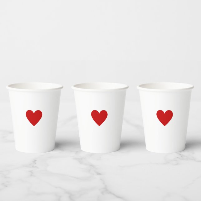 Modernes Rotes Herz Minimalistisch Einfache Chic C Pappbecher (Multi)