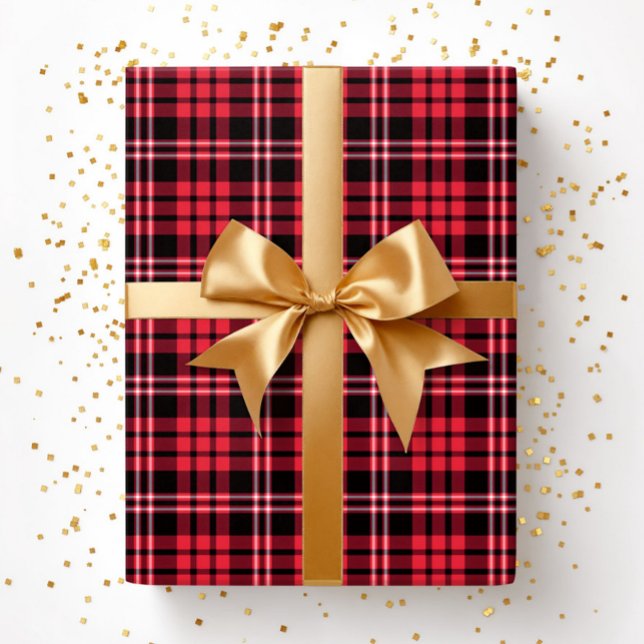 Modernes rotes Karomuster Geschenkpapier (Modern Red Plaid Pattern Wrapping Paper)