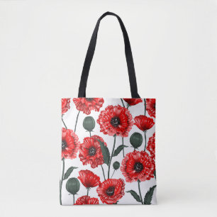 Modernes Rotes Mohnland Tasche