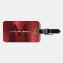 Modernes, rotes Monogramm aus gebürstetem Metall