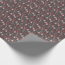 Modernes, rotes und graues Holiday Gnome Muster Wr