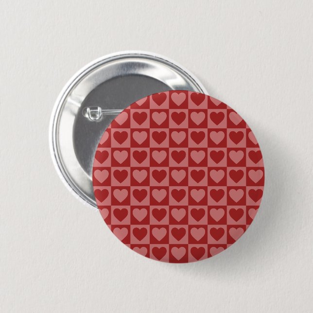 Modernes, rotes und rosa Minimalistisches Herzmust Button (Vorne & Hinten)
