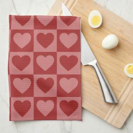 Modernes, rotes und rosa Minimalistisches Herzmust Geschirrtuch