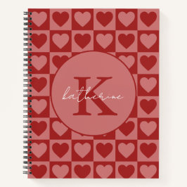 Modernes, rotes und rosa Minimalistisches Herzmust Notizbuch