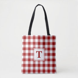 Modernes, rotes und weißes Gingham-Muster Tasche