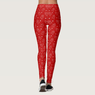 Modernes, rotes und weißes Lebkuchenmuster Leggings
