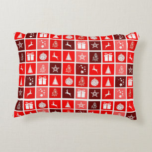 Modernes rotes Weihnachtsrastermuster Minimalistis Dekokissen