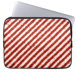Modernes Rotes Weiß Streifen Elegantes Design Laptopschutzhülle