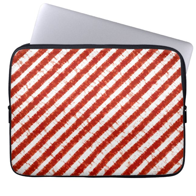 Modernes Rotes Weiß Streifen Elegantes Design Laptopschutzhülle (Vorderseite)