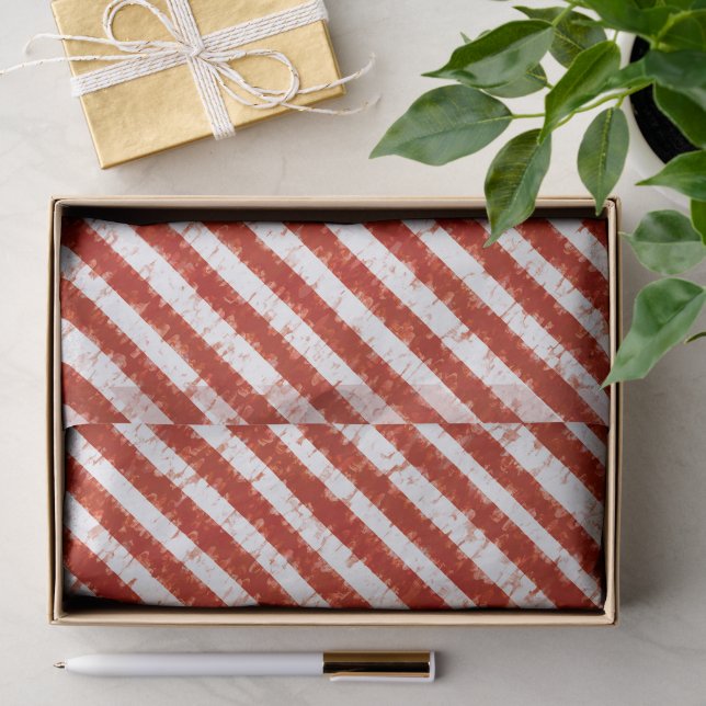 Modernes Rotes Weiß Streifen Elegantes Design Seidenpapier (Geschenk)