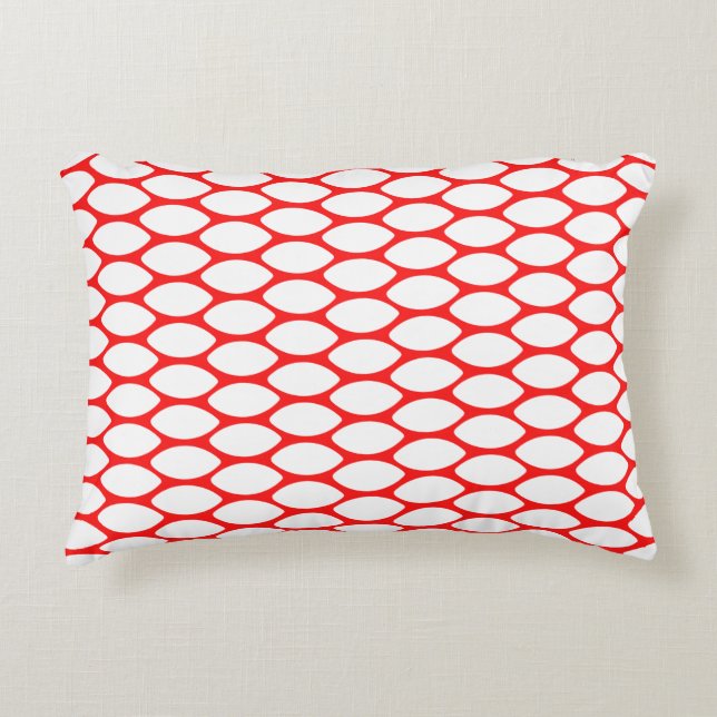 Modernes, rotes, weißes Muster Akzent Pillow Dekokissen (Vorderseite)