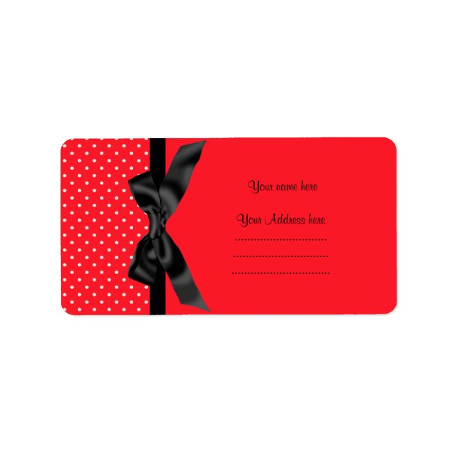 MODERNES ROTES WHITE POLKA DOT ADRESSE ETIKETT ADRESSAUFKLEBER (Vorne)